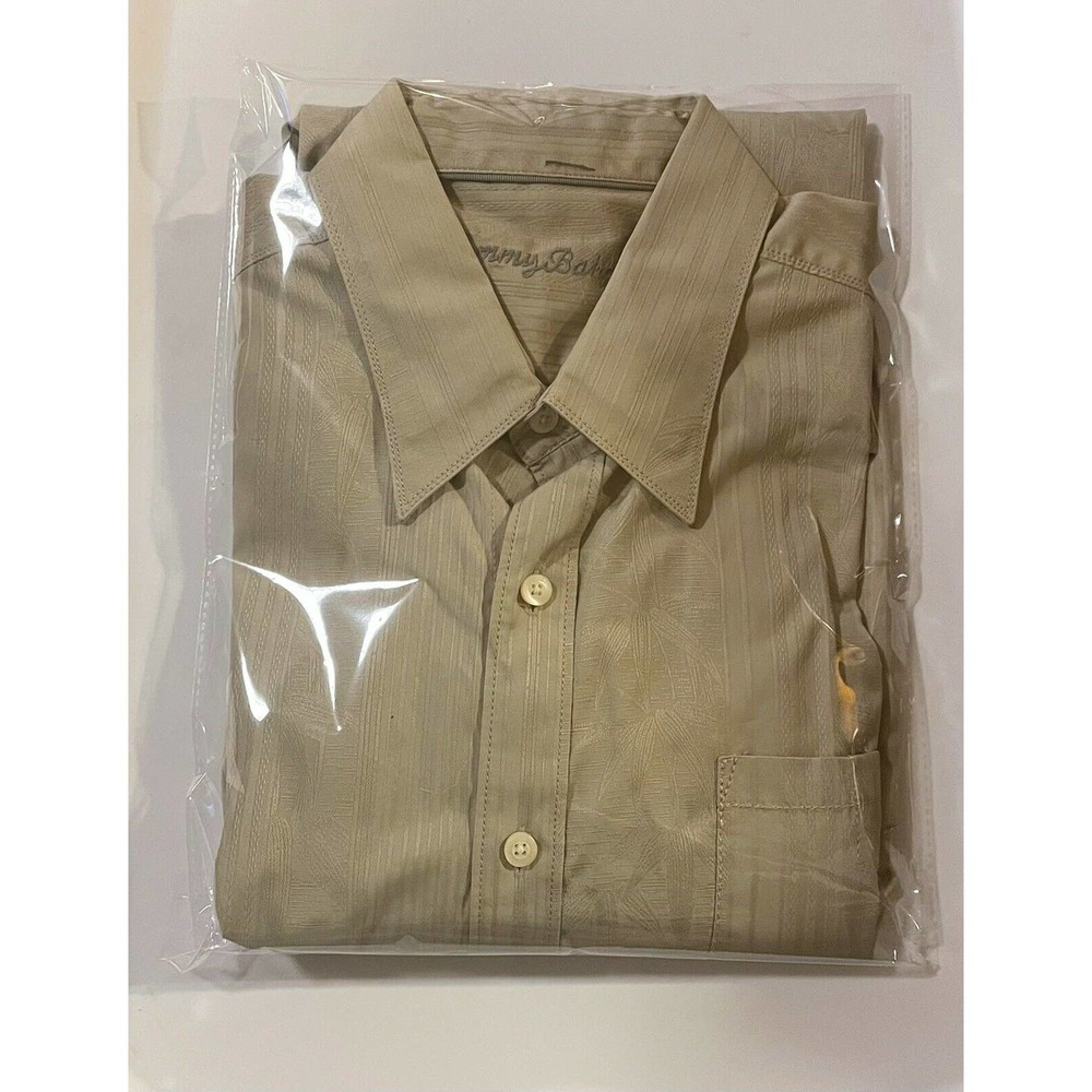 NWOT Tommy Bahama HUNTINGTON HERRINGBONE Long Slv TAN sz Large